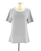 Ella Moss Top, Size Medium Grey And White Or Navy Short Sleeve T-Shirt 100% Cotton - TheRealThreads